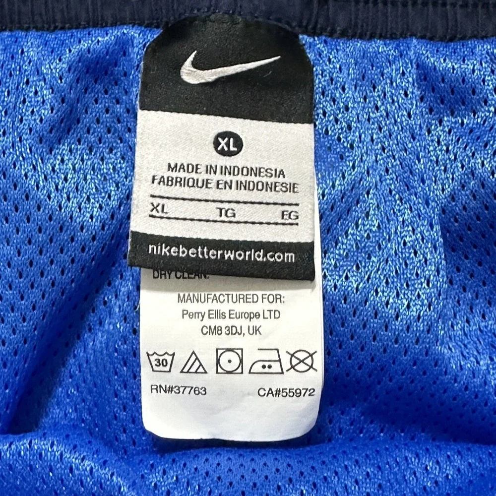 Nike Men's Swim Trunks Suit Board Shorts XL Slim Waist Blue Black Lined Pocket